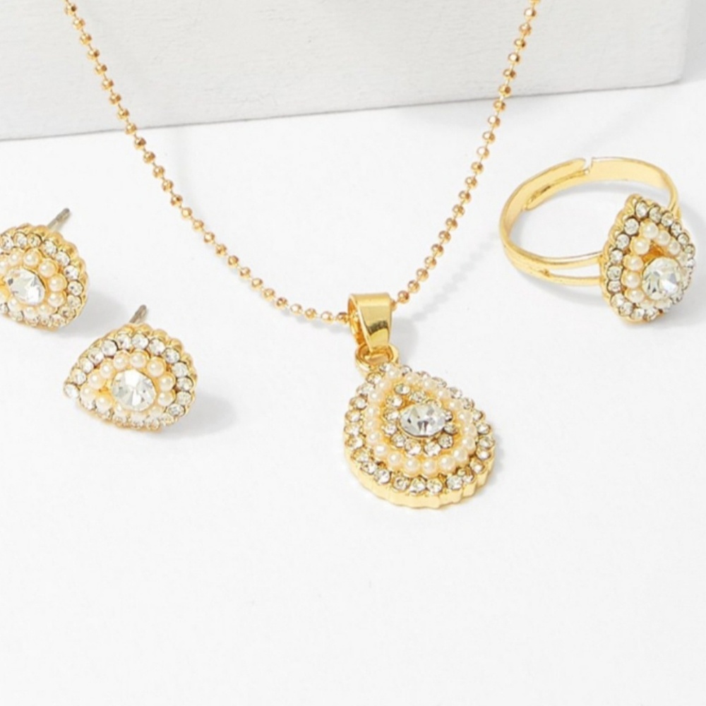 Pear Shaped Earrings, Necklace and Ring